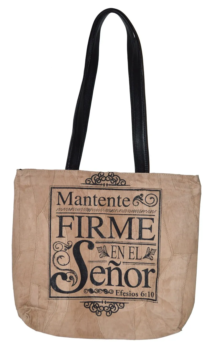 Spanish: Recycled Leather Tote - Cuando La Vida. 7-59830-23787-1