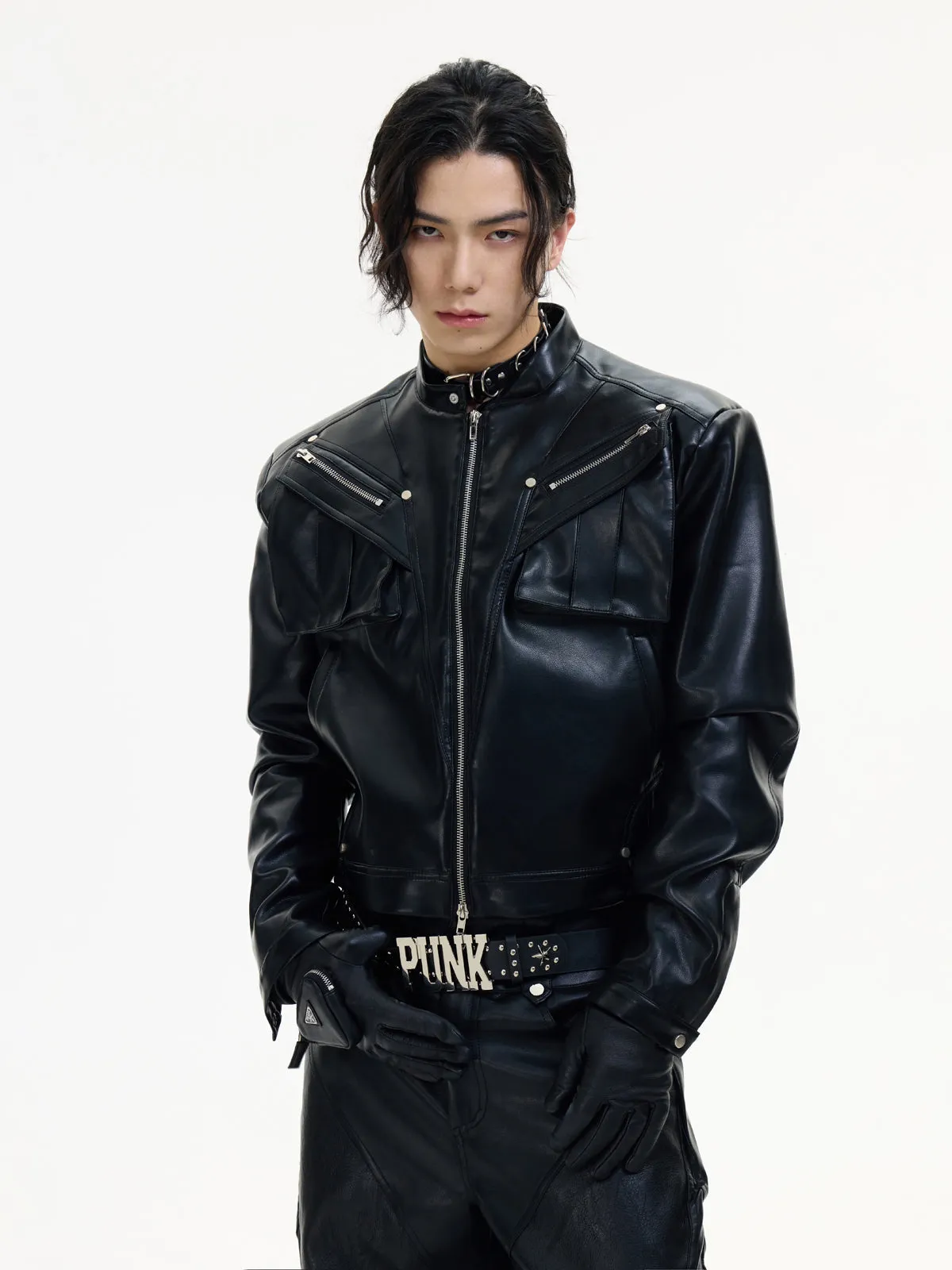 Stand Collar Niche Short Leather Jacket【s0000004179】