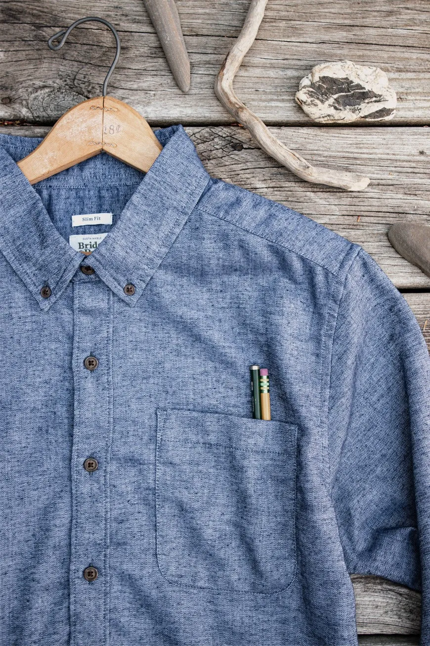 Sutton Slim Shirt / Indigo Herringbone