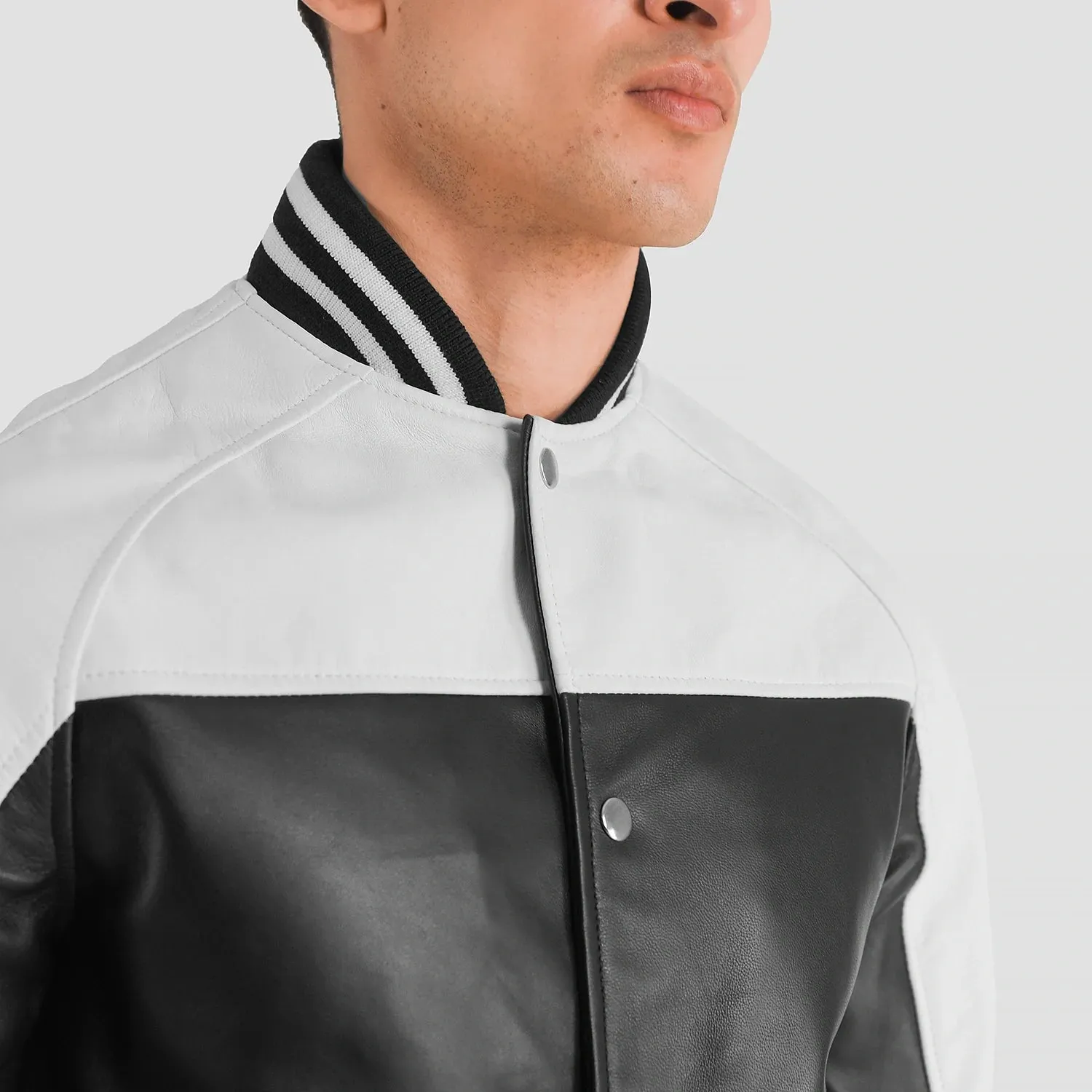 Terrance Black & White Leather Varsity Jacket