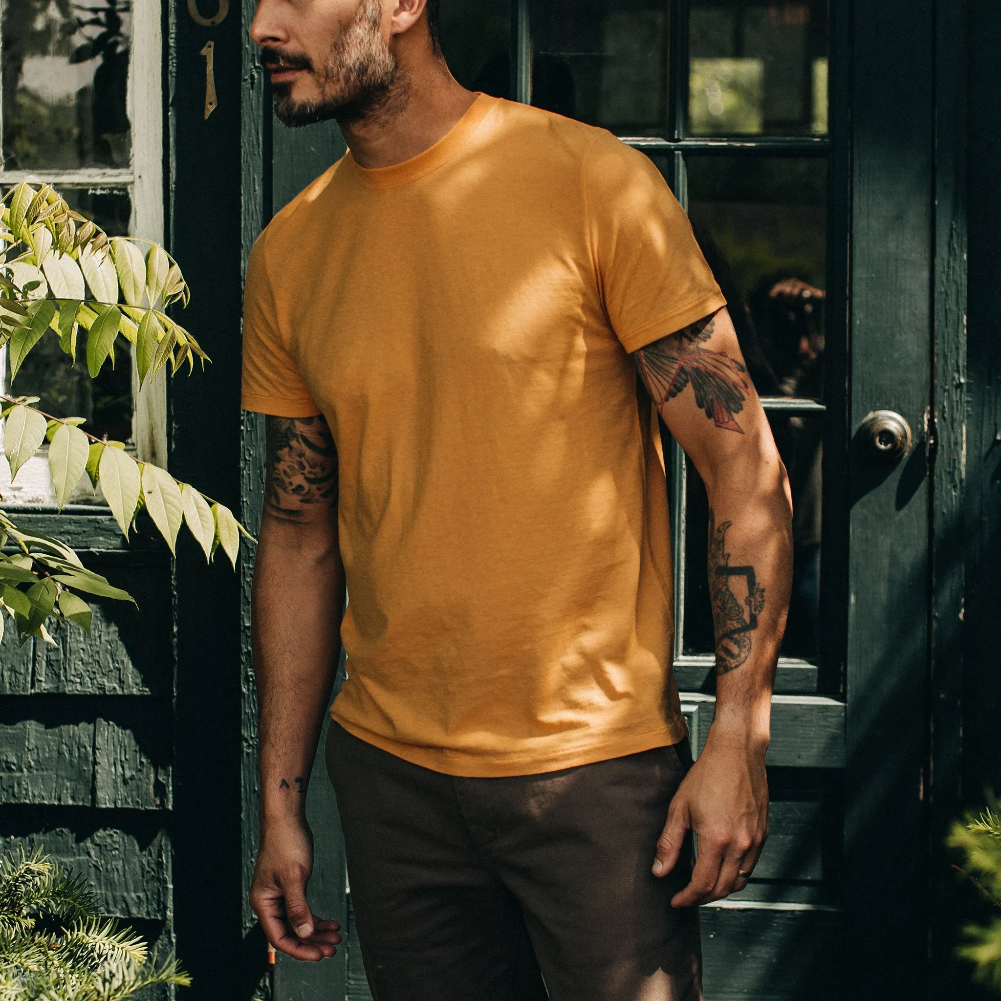 The Cotton Hemp Tee in Mustard