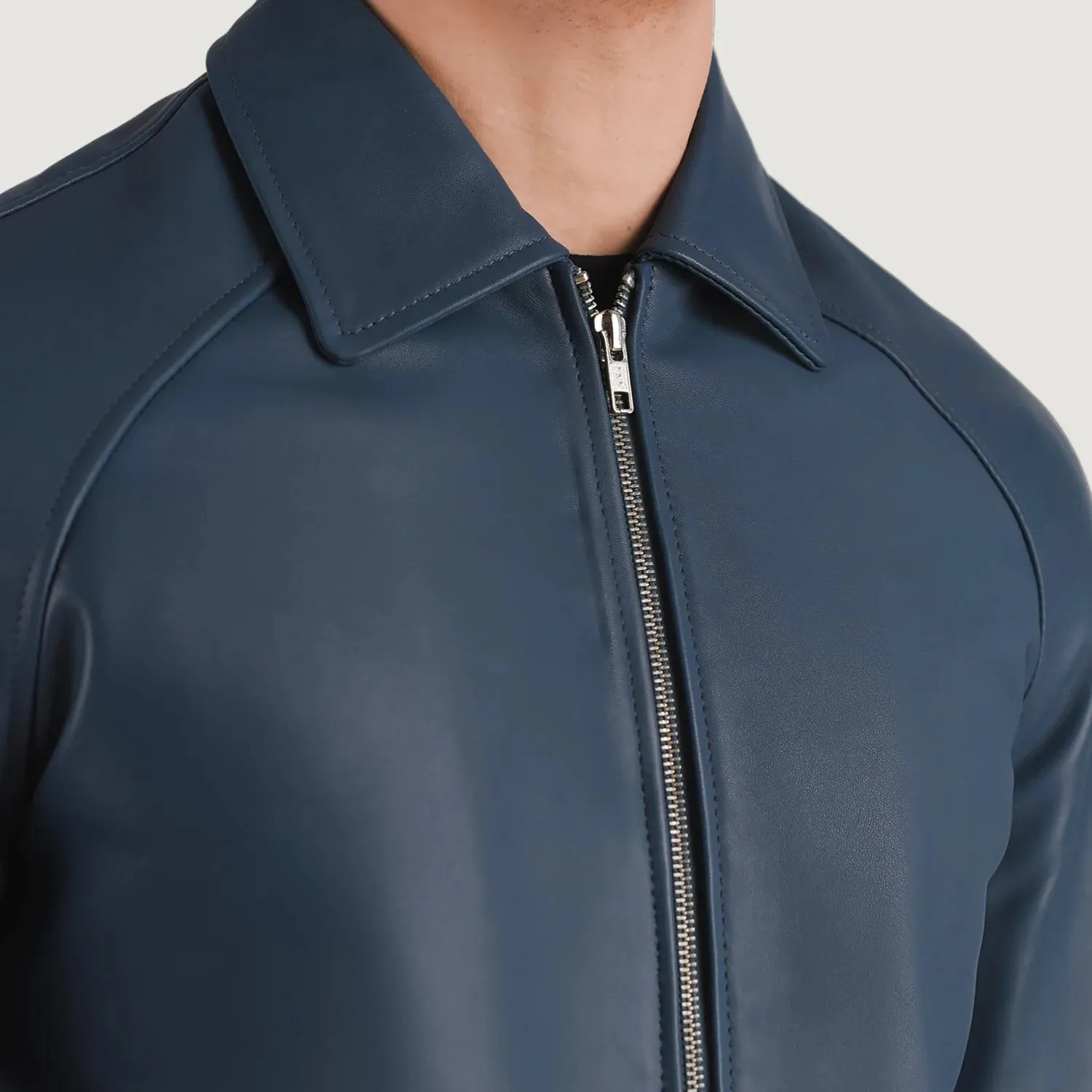 Walton Blue Leather Varsity Jacket