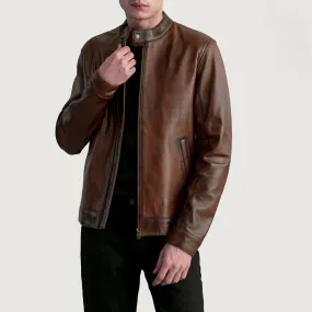 Zen Distressed Brown Leather Biker Jacket